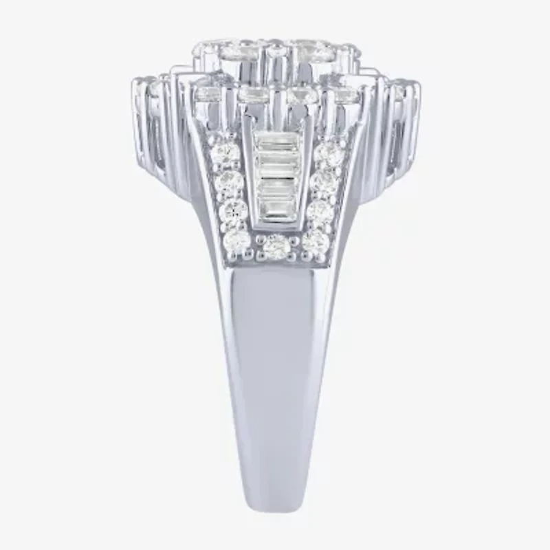 Diamond Blossom (G / Si2) Womens 2 CT. T.W. Lab Grown White 10K Gold Round Cocktail Ring