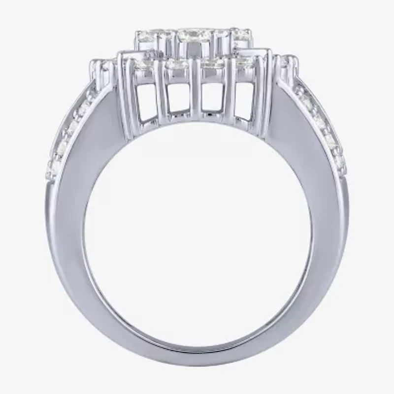 Diamond Blossom (G / Si2) Womens 2 CT. T.W. Lab Grown White 10K Gold Round Cocktail Ring
