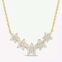 Diamond Blossom Womens 1 CT. T.W. Lab Grown White Diamond 10K Gold Flower 18 Inch Pendant Necklace