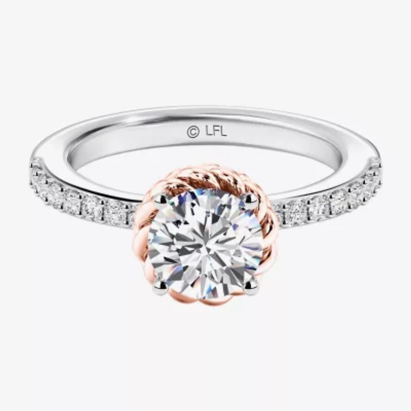 Star Wars Fine Jewelry Princess Leia" (G / I1)" Womens 1 7/8 CT. T.W. Lab Grown White Diamond 14K Two Tone Gold Round Side Stone Engagement Ring