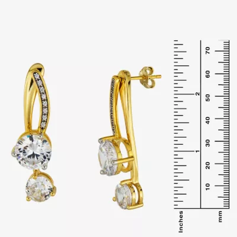 Womens Cubic Zirconia Sterling Silver Drop Earrings