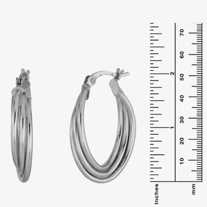 Womens Sterling Silver 26mm Hoop Earrings