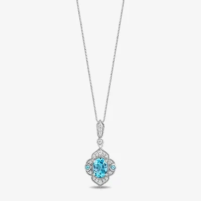 Enchanted Disney Fine Jewelry Womens 1/6 CT. T.W. Genuine Blue Topaz Sterling Silver 18 Inch Pendant Necklace