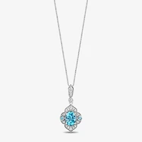 Enchanted Disney Fine Jewelry Womens 1/6 CT. T.W. Genuine Blue Topaz Sterling Silver 18 Inch Pendant Necklace