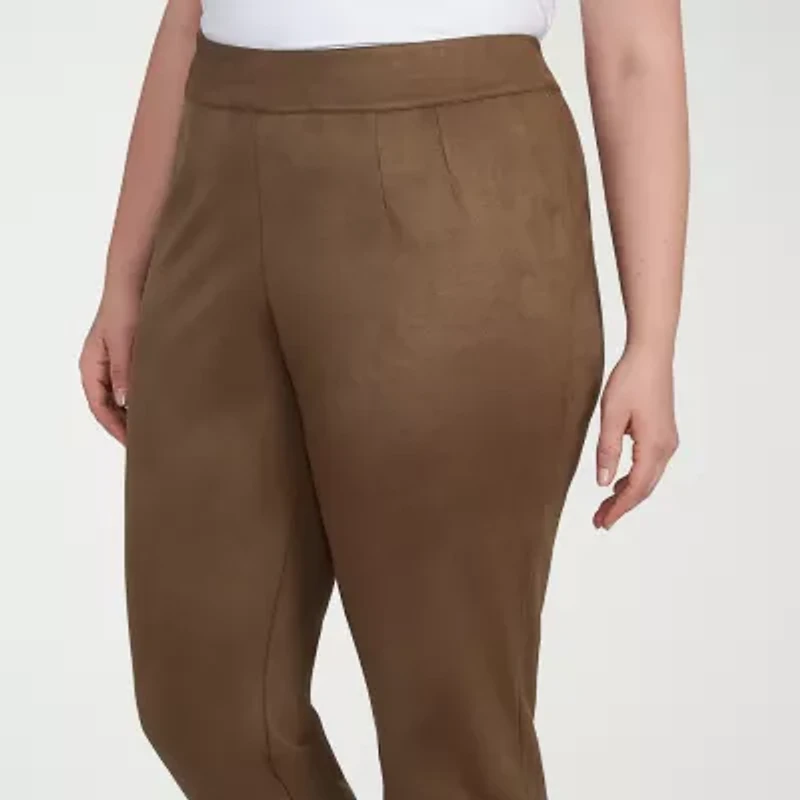 Hearts Of Palm Womens Straight Mid Rise Plus Pull-On Pant