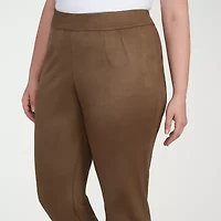 Hearts Of Palm Womens Straight Mid Rise Plus Pull-On Pant