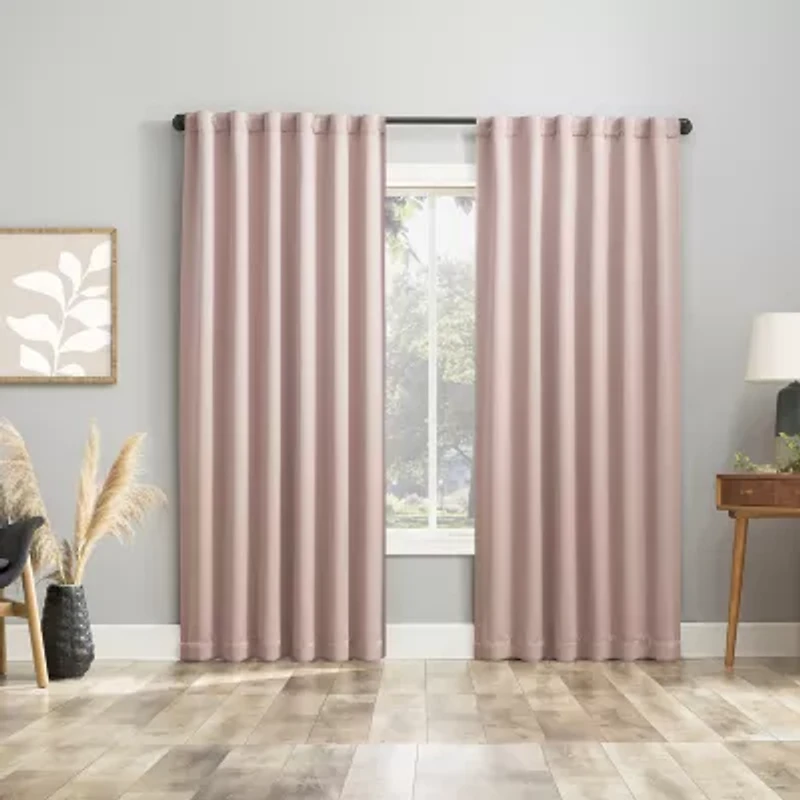 Sun Zero Aria Magnetic Closure Back Tab 100% Blackout Set of 2 Curtain Panel