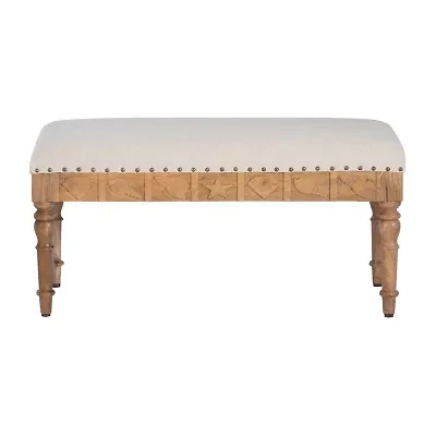 Slayton Upholstered Wood Seashell Bench