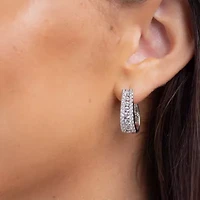 (G / Si2) Womens 1 1/2 CT. T.W. Lab Grown White Diamond 14K Gold 20.9mm Hoop Earrings