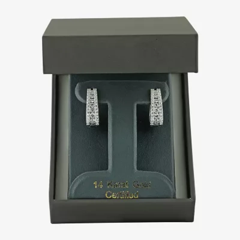(G / Si2) Womens 1 1/2 CT. T.W. Lab Grown White Diamond 14K Gold 20.9mm Hoop Earrings