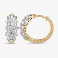 Womens 1 CT. T.W. White Diamond 10K Gold 16.1mm Hoop Earrings