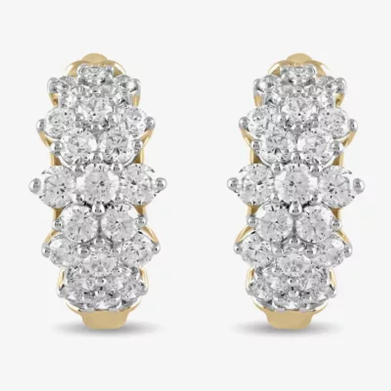 Womens 1 CT. T.W. White Diamond 10K Gold 16.1mm Hoop Earrings