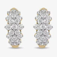 Womens 1 CT. T.W. White Diamond 10K Gold 16.1mm Hoop Earrings