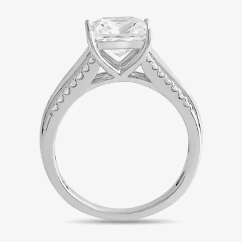 G / I1) Womens 2 CT. T.W. Lab Grown White Diamond 10K Gold Side Stone Engagement Ring