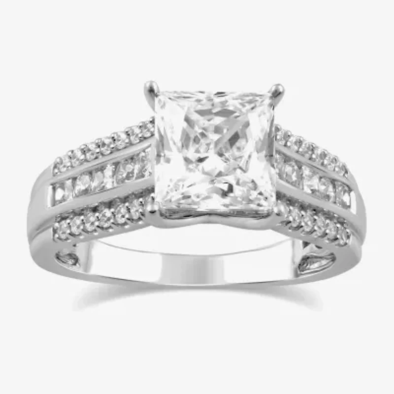 G / I1) Womens 2 CT. T.W. Lab Grown White Diamond 10K Gold Side Stone Engagement Ring