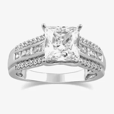 G / I1) Womens 2 CT. T.W. Lab Grown White Diamond 10K Gold Side Stone Engagement Ring