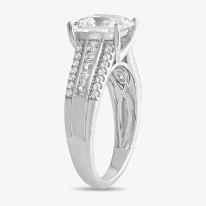 G / I1) Womens 2 CT. T.W. Lab Grown White Diamond 10K Gold Side Stone Engagement Ring