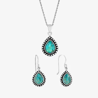 Womens Blue Turquoise Sterling Silver 2-pc. Jewelry Set