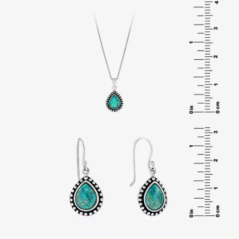 Womens Blue Turquoise Sterling Silver 2-pc. Jewelry Set