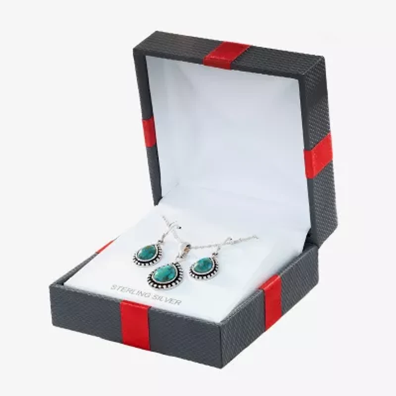 Womens Blue Turquoise Sterling Silver 2-pc. Jewelry Set