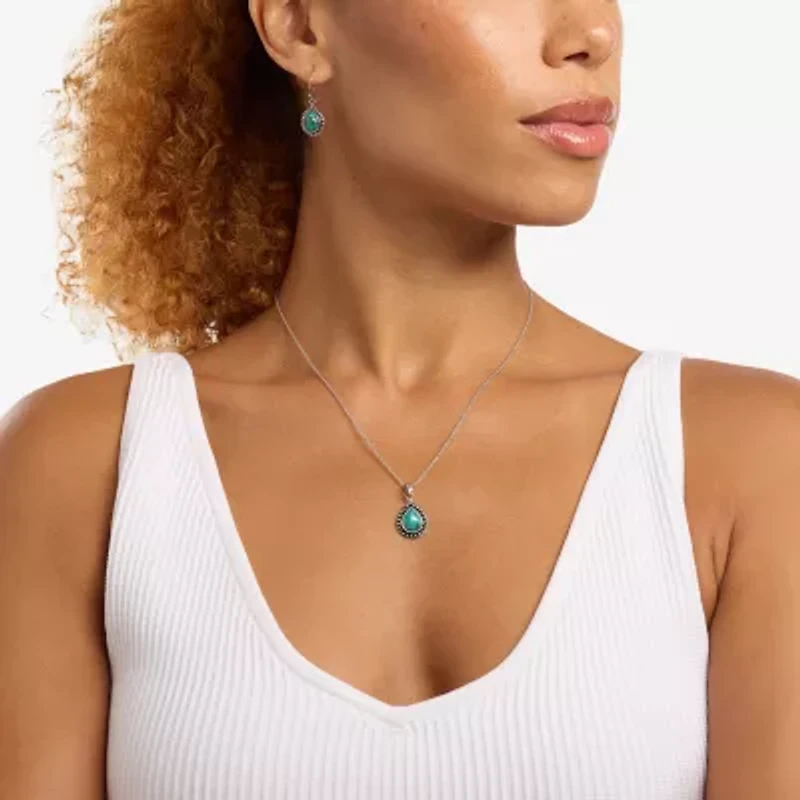 Womens Blue Turquoise Sterling Silver 2-pc. Jewelry Set