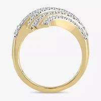 (H / I1-I2) Womens 1 CT. T.W. Lab Grown White Diamond 14K Gold Over Silver Bypass  Cocktail Ring
