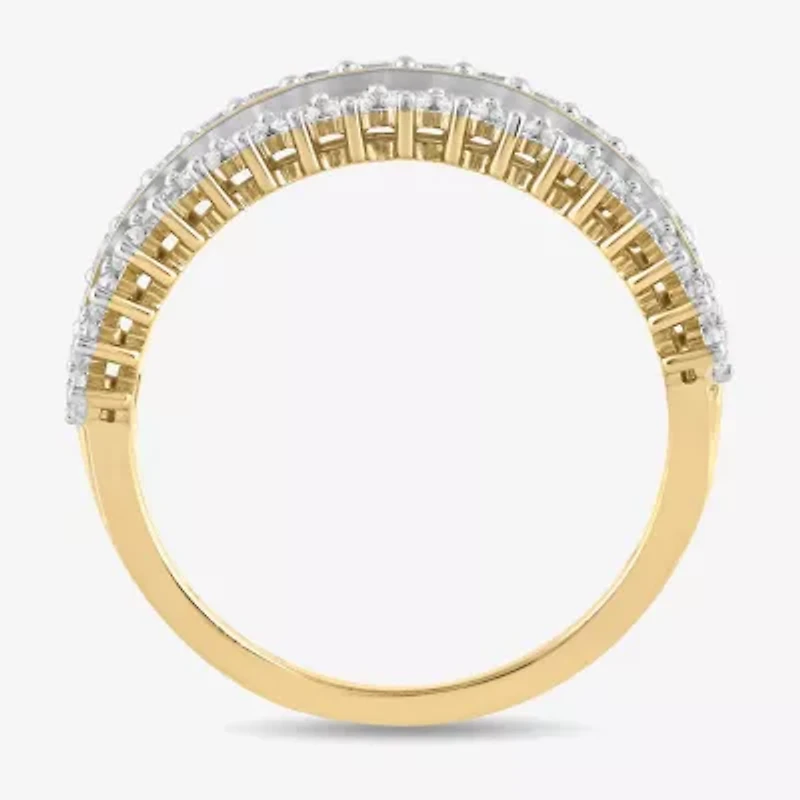 (H / I1-I2) Womens 1 CT. T.W. Lab Grown White Diamond 14K Gold Over Silver Cocktail Ring