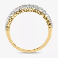 (H / I1-I2) Womens 1 CT. T.W. Lab Grown White Diamond 14K Gold Over Silver Cocktail Ring
