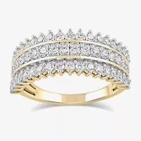 (H / I1-I2) Womens 1 CT. T.W. Lab Grown White Diamond 14K Gold Over Silver Cocktail Ring