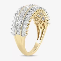 (H / I1-I2) Womens 1 CT. T.W. Lab Grown White Diamond 14K Gold Over Silver Cocktail Ring