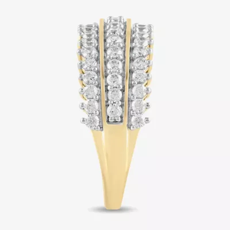 (H / I1-I2) Womens 1 CT. T.W. Lab Grown White Diamond 14K Gold Over Silver Cocktail Ring