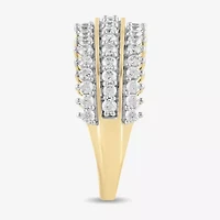 (H / I1-I2) Womens 1 CT. T.W. Lab Grown White Diamond 14K Gold Over Silver Cocktail Ring