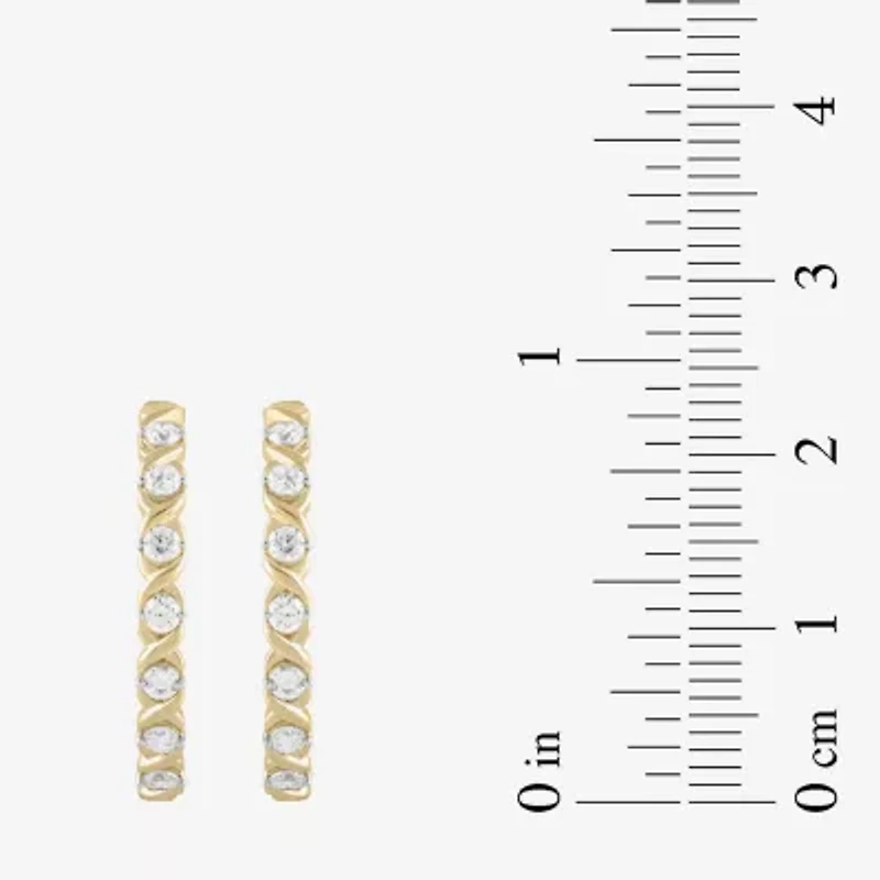 Womens 1/2 CT. T.W. Lab Grown White Diamond 14K Gold Over Silver 28.2mm Hoop Earrings
