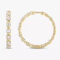Womens 1/2 CT. T.W. Lab Grown White Diamond 14K Gold Over Silver 28.2mm Hoop Earrings