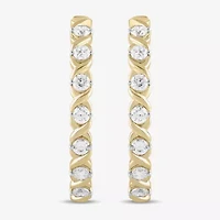 Womens 1/2 CT. T.W. Lab Grown White Diamond 14K Gold Over Silver 28.2mm Hoop Earrings