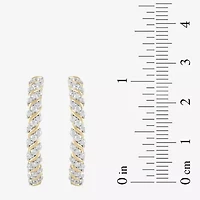 (H / I1-I2) Womens 1 CT. T.W. Lab Grown White Diamond 14K Gold Over Silver 28.2mm Hoop Earrings