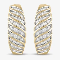 Womens 1 CT. T.W. Lab Grown White Diamond 14K Gold Over Silver Sterling Silver 28.2mm Hoop Earrings
