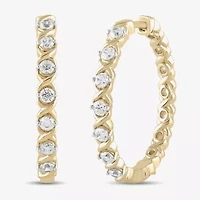 Womens 1 CT. T.W. Lab Grown White Diamond 14K Gold Over Silver Sterling Silver 28.2mm Hoop Earrings