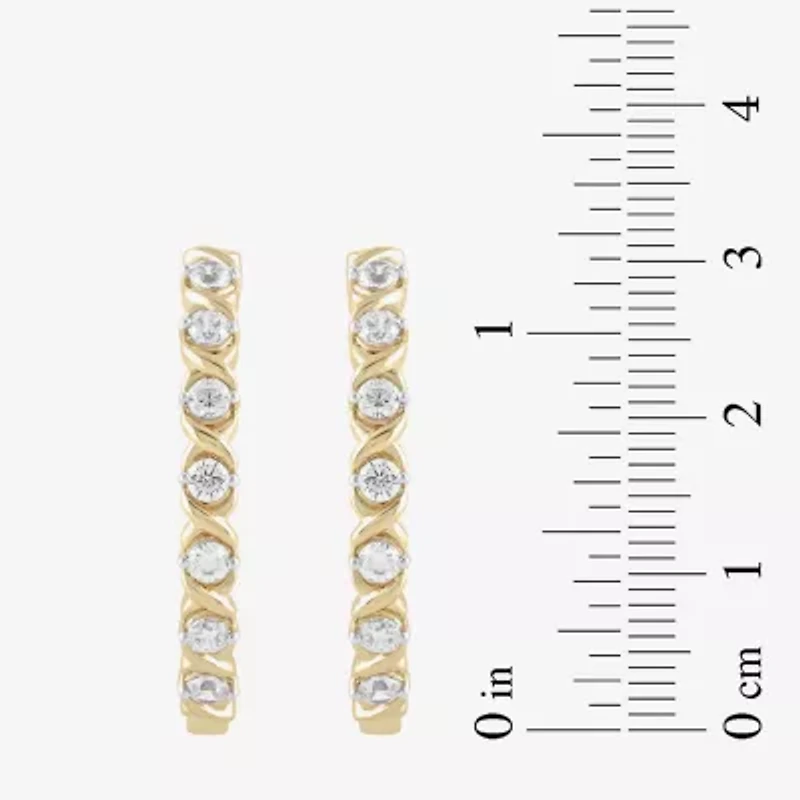 Womens 1 CT. T.W. Lab Grown White Diamond 14K Gold Over Silver Sterling Silver 28.2mm Hoop Earrings