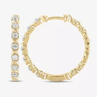 Womens 1 CT. T.W. Lab Grown White Diamond 14K Gold Over Silver Sterling Silver 28.2mm Hoop Earrings