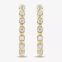 Womens 1 CT. T.W. Lab Grown White Diamond 14K Gold Over Silver Sterling Silver 28.2mm Hoop Earrings