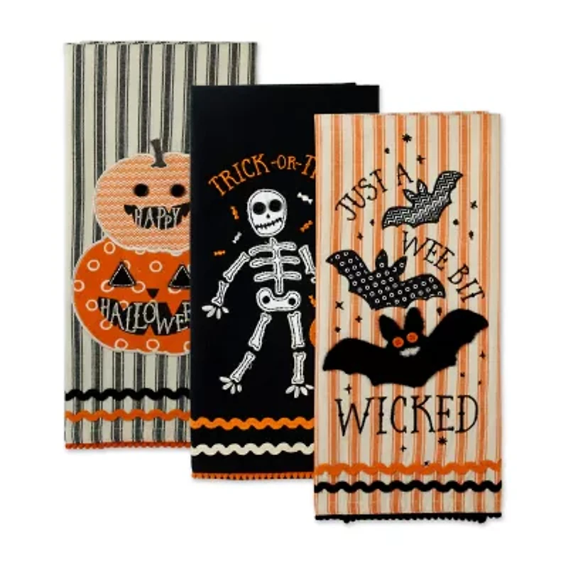 Design Imports Happy Halloween 3-pc. Dish Cloths