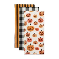 Design Imports Pumpkin Faces 3-pc. Dish Cloths