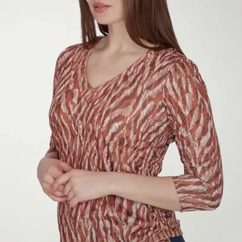 Hearts Of Palm Womens V Neck 3/4 Sleeve T-Shirt