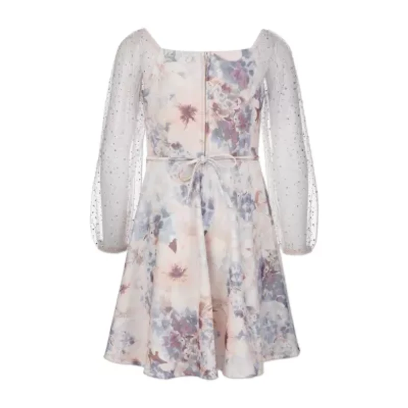 Speechless Big Kid Girls Long Sleeve Floral Skater Dress