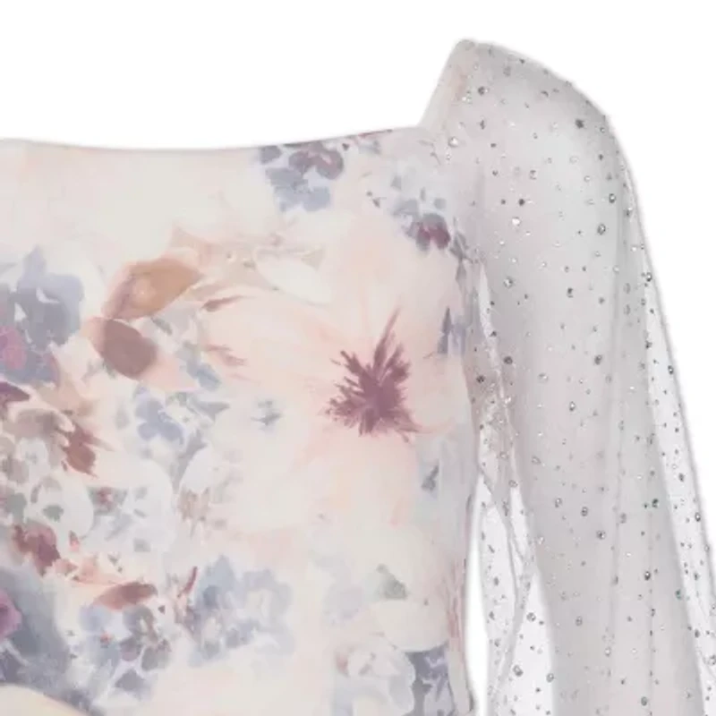 Speechless Big Kid Girls Long Sleeve Floral Skater Dress