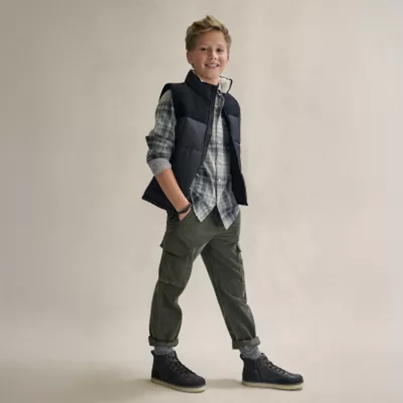 Thereabouts Little & Big Kid Boys Long Sleeve Regular Fit Flannel Shirt