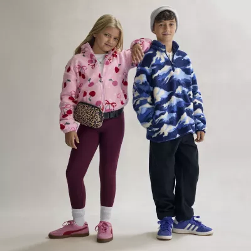 Thereabouts Sherpa Little & Big Kid Boys Mock Neck Long Sleeve Fleece Casual Quarter-Zip Pullover