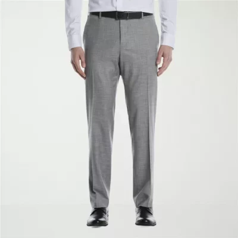 Savane Sharkskin Mens Straight Fit Dress Flat Front Pant