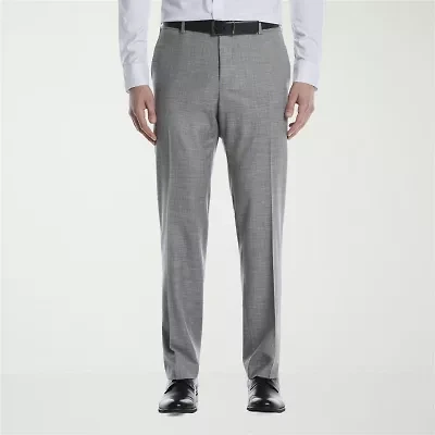 Savane Sharkskin Mens Straight Fit Dress Flat Front Pant